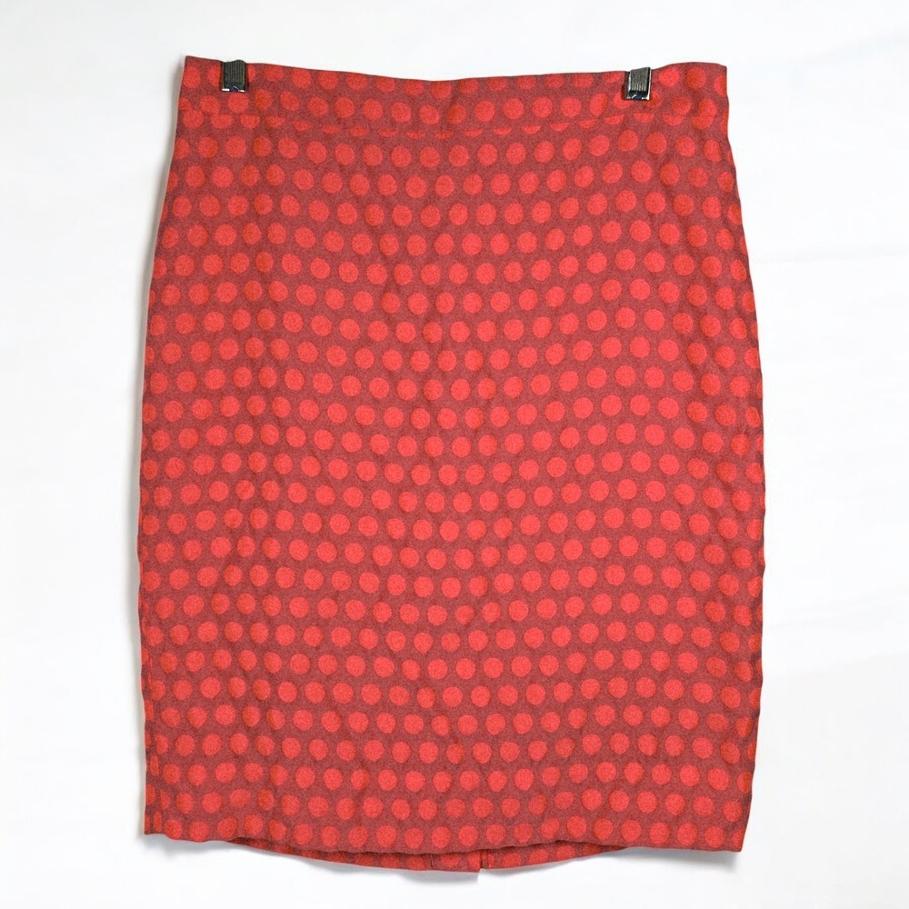 J.Crew The Pencil Skirt Coral Pink Polka Dot Knee Length Woman 4‎ Lined Back Zip